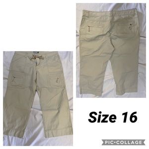 khaki cargo capri pants